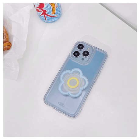 クリアフラワーグリップ付きスマホケース【C0141】