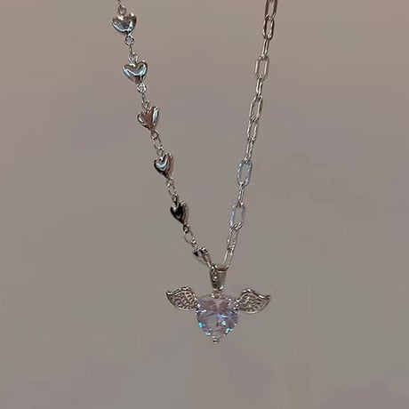 Angel heart chain necklace【R0490】