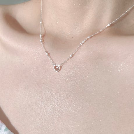 Pink heart pearl necklace【R0434】