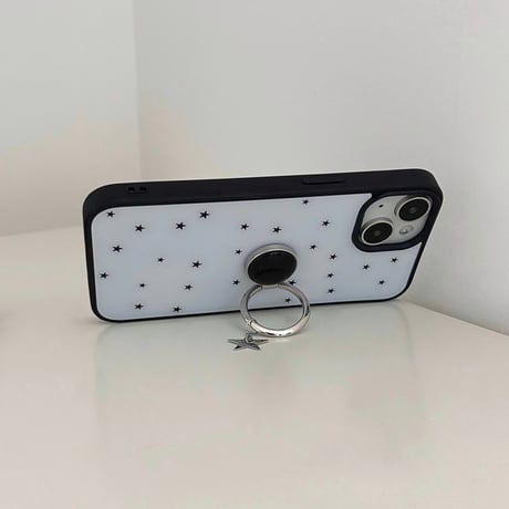 Star plate & natural stone smartphone key ring【S0022】