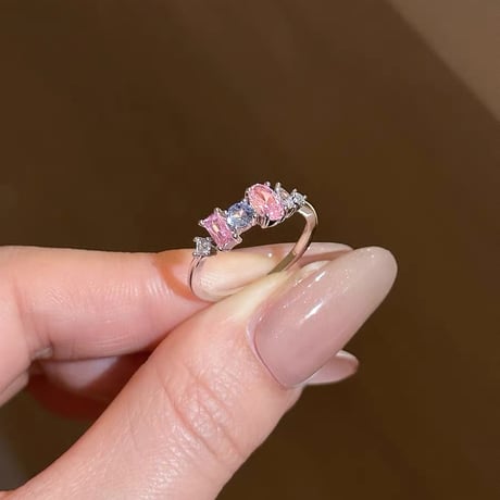 Pink blue mix stone ring【R0511】