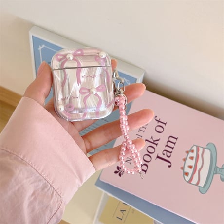 Ribbon pearl airpodsケース【P0072】