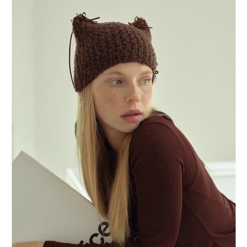 リボンネコミミニットキャップ【F0010】 | MOA