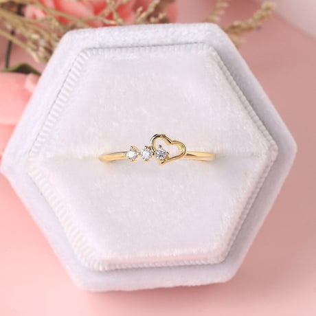 Heart × stone ring【R0356】