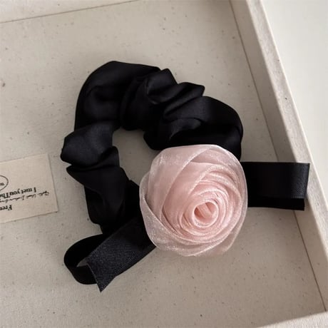 Rose black ribbon hair band【R0449】
