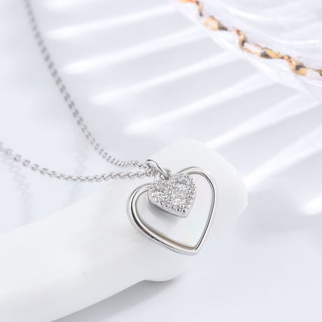 Double shell heart necklace【R0178】