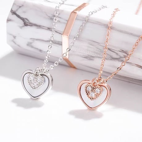 Double shell heart necklace【R0178】