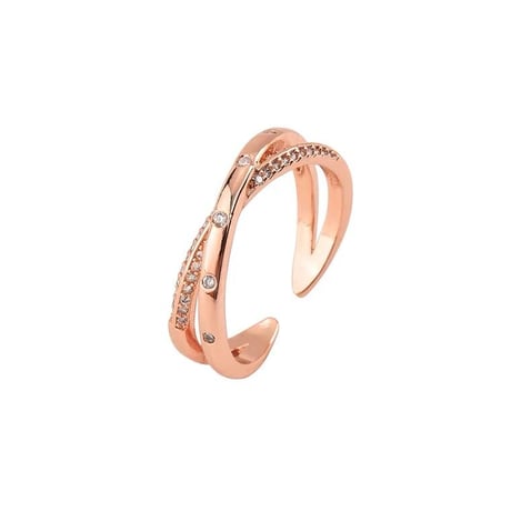 cross bright stone line ring【R0100】