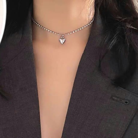 Silver heart necklace【R0181】