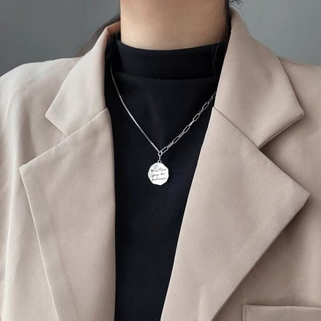Silver medal necklace【R0027】