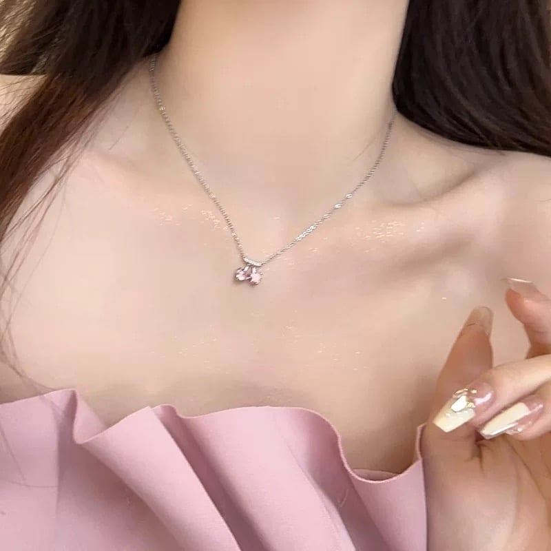 Pink cherry necklace【R0444】 | MOA Pink cherry necklace【R0444】 | MOA