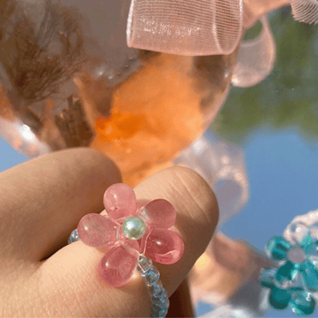 Clear flower ring【R0214】