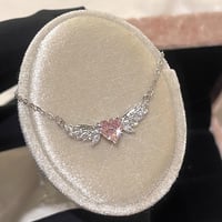 Angel pink heart necklace【R0513】