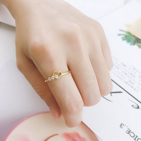 Heart × stone ring【R0356】