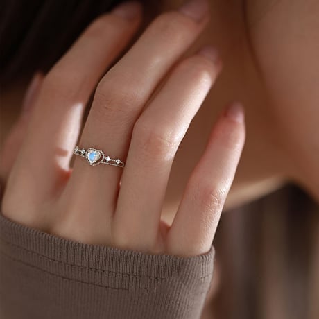 Aurora heart cuff ring【R0373】