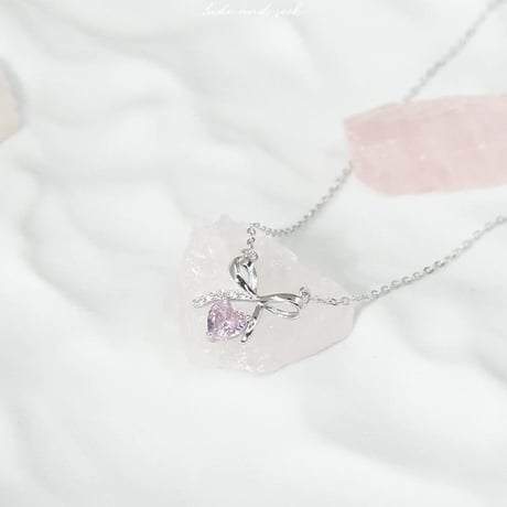 Heart ribbon necklace【R0459】