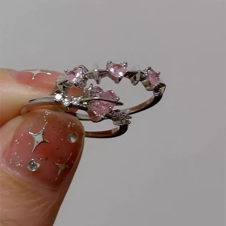 Heart pink stone ring【R0509】