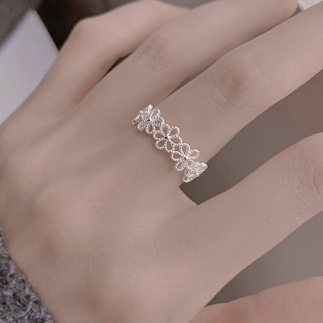 Flower tiara silver ring【R0186】