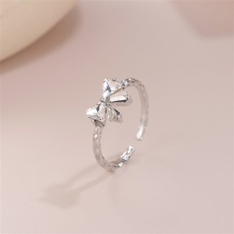 Ribbon bright stone ring【R0378】