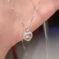Double heart pink necklace【R0442】
