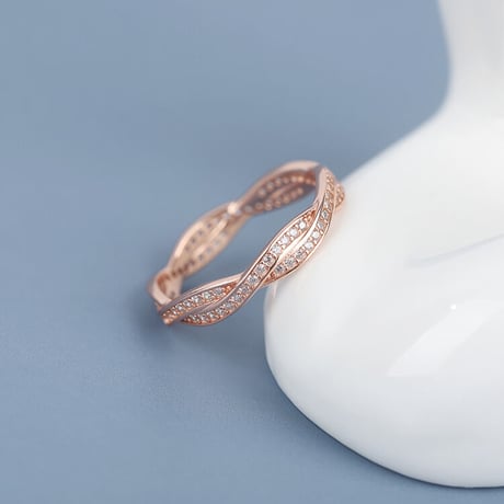 Bright stone cross line ring 【R0199】