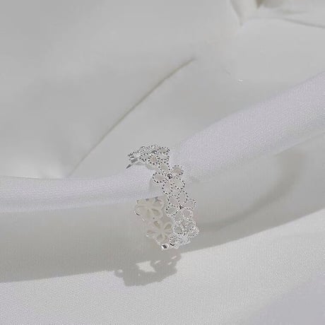 Flower tiara silver ring【R0186】