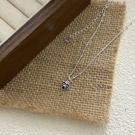 Ribbon heart necklace【R0374】