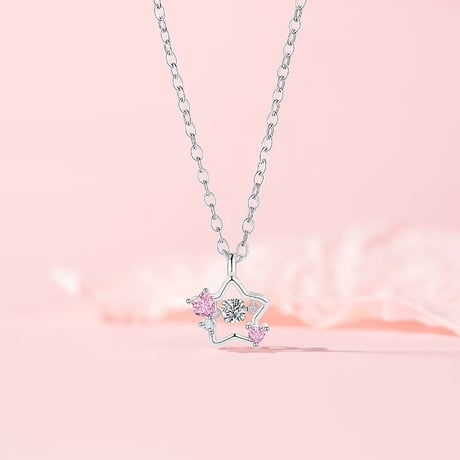 Star pink stone necklace【R0440】