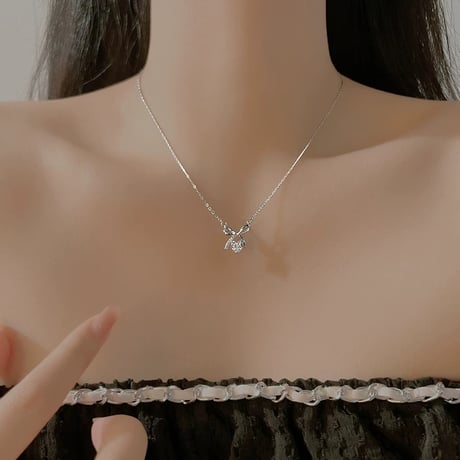 Heart ribbon necklace【R0459】