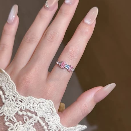 Pink blue mix stone ring【R0511】