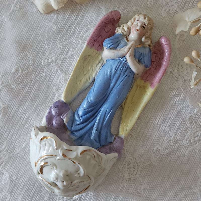 アンティーク 天使の聖水入れ 祈りを捧げる天使の聖水盤 | リボンときどきネコ