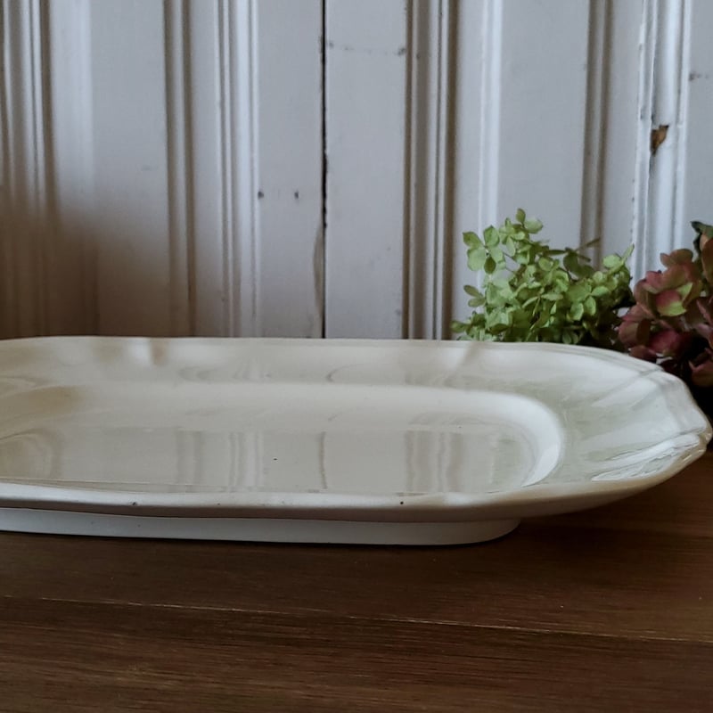 レア❣️サルグミンヌ　花リム　デザート皿 2枚セット アンティーク 大きな深皿 花リム Ivoire フランス サルグミンヌ製