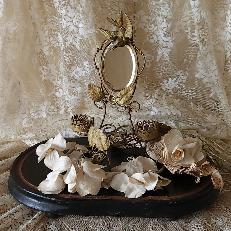 お値下げ　フランス　アンティーク　グローブドマリエ　クッション　スタンド 青いクッションのグローブ・ド・マリエ - Eggplant