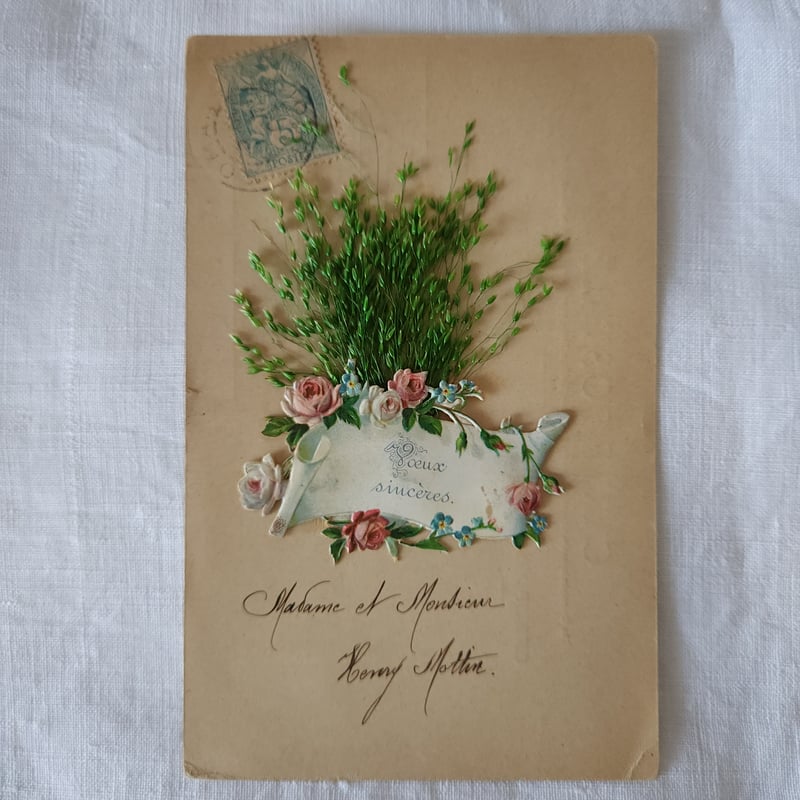 薔薇のデコレーションポストカード | リボンときどきネコ