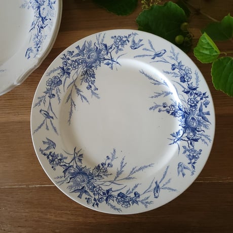 ①フランスアンティーク　クレイユモントロー　リノット　Limotte デザート皿 クレイユモントロー リノット Creil&Montereau Linotte デザート皿 平皿