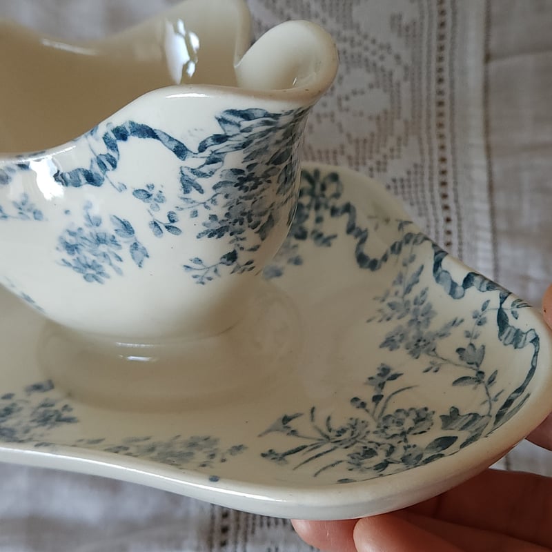 フランスアンティークプレートLONGWY リボンガーランドmanonお皿ロンウィ フランスアンティークプレートLONGWY リボンガーランドmanonお皿