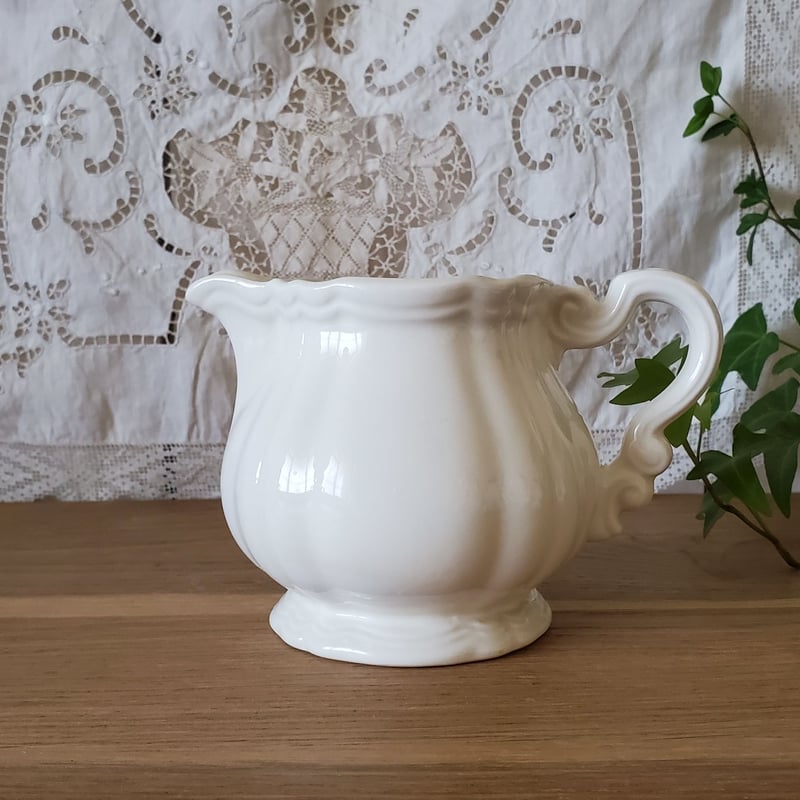 フランス　アンティーク　サルグミンヌ　サキソニー 柄　ミルクピッチャー　ポット フランス アンティーク サルグミンヌ サキソニー 柄 ミルクピッチャー