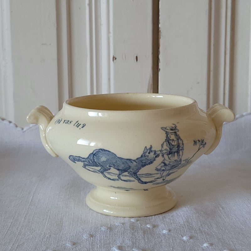 フランスアンティークおままごと食器赤ずきん青スーピエール