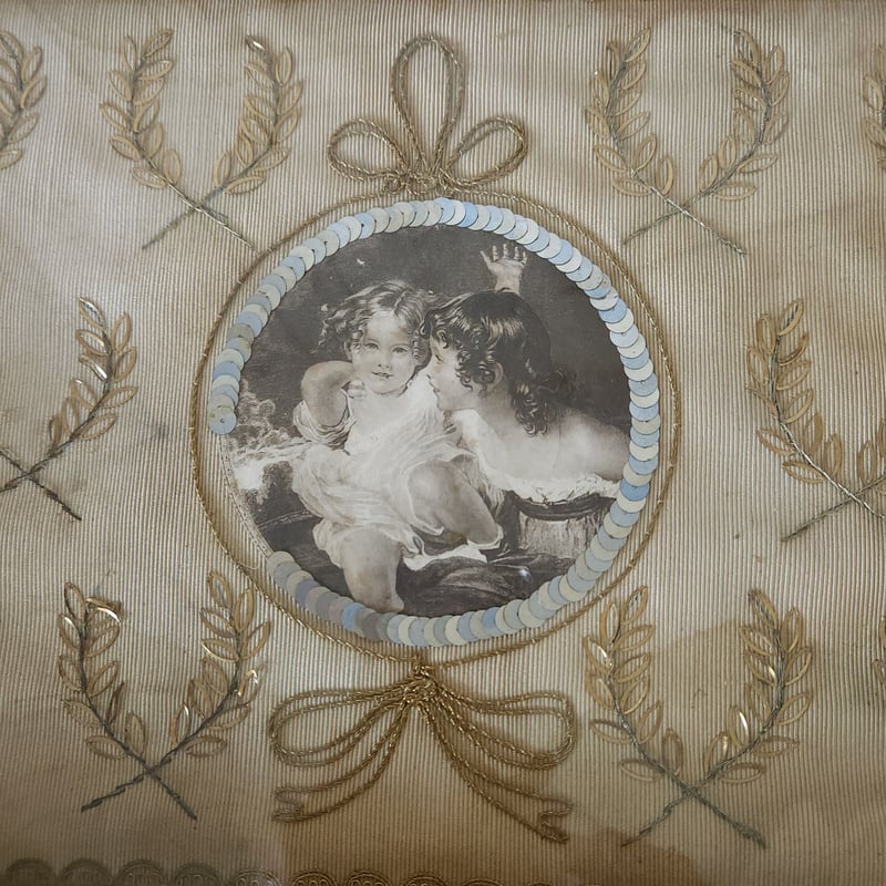 アンティーク　ドレッシングトレイ　刺繍トレイ　アクセサリートレイ　レース 送料無料】イギリス 1940年代 アンティーク プチポワン
