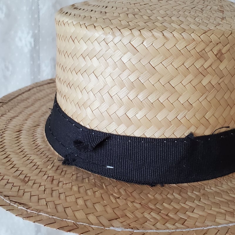 MChaperon de pailleフランスストローハット素材リボンビンテージ MChaperon de pailleフランスストローハット素材リボンビンテージ
