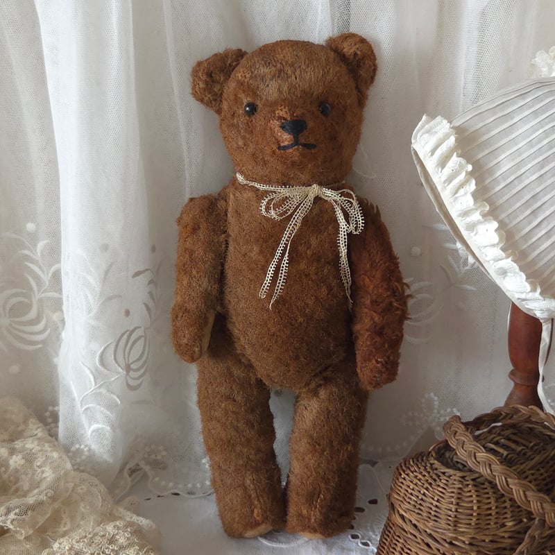 * vintage bear ❀ * 朱色のお耳の クマちゃん チョコレート色のクマちゃん | リボンときどきネコ
