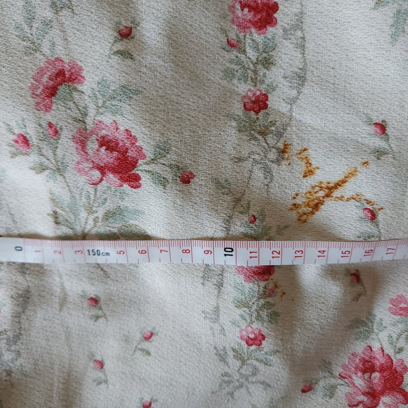 ♡ フランスヴィンテージファブリックローズガーランドリボン花