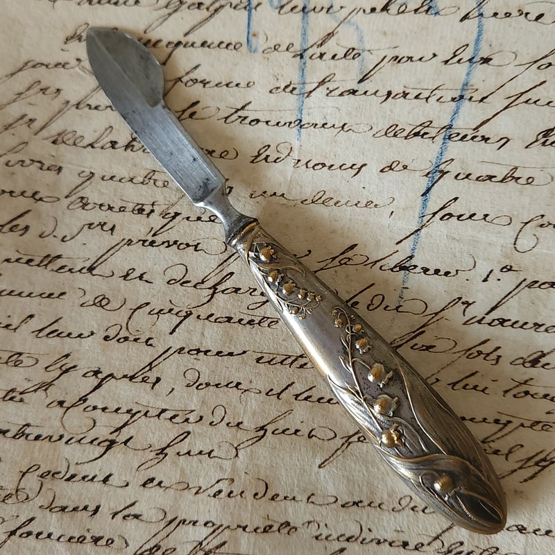 フランス　アンティーク　すずらん　シルバープレート　ペーパーナイフ　ブックマーク フランス アンティーク すずらん シルバープレート ペーパー