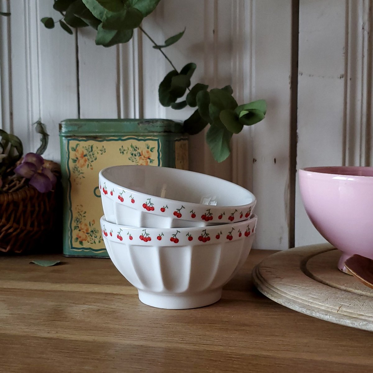 サクランボのカフェオレボウル | リボンときどきネコ