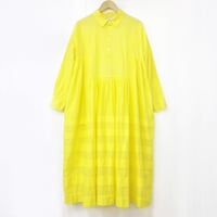 point de Japon / Pintuck Gathered Shirt Dress / Lemon Yellow