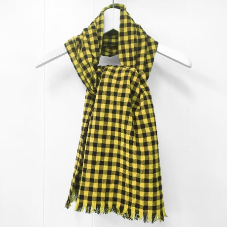 point de Japon / Cotton Linen Shawl / Black × Yellow