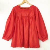 point de Japon / Square Neck Gathered Top / Red