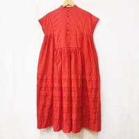 point de Japon / Pintuck Gathered Sleeveless Dress / Red