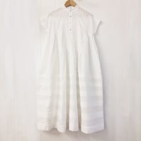 point de Japon / Pintuck Gathered Sleeveless Dress / Off White