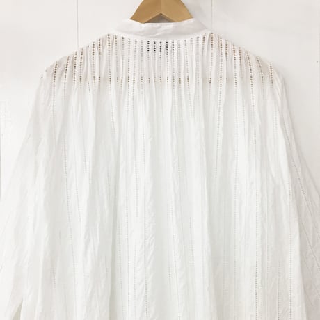 point de Japon / Striped Embroidery Dress / Off White